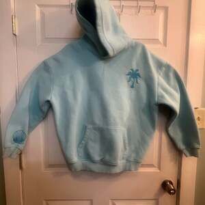 Pink Palm Puff Hawaii Hibiscus" Hoodie in Aquamarine Size XL Beach Hoodie Comfy